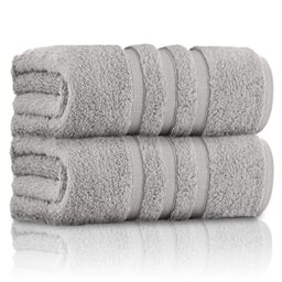 GC GAVENO CAVAILIA Pack of 2 Ultra Soft Super Absorbent Bath Sheets, 550 GSM 100% Cotton Line Texture Towels, Silver, 80x140 Cm