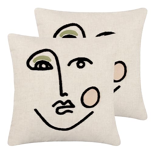 furn. Cleo Linear Woven Feather Filled Cushion - Twin Pack, Pink/Green, 45 x 45cm