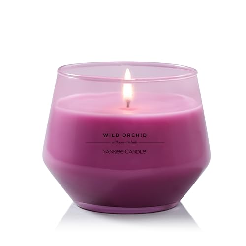 Yankee Candle Studio Scented Candle- Wild Orchid Medium Candle - Long Burning Candles: 40-65 Hours - Stylish Glass Vessel Design - Perfect Gifts for Women, for Mum, Wedding & More