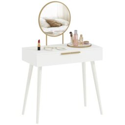 HOMCOM Modern Dressing Table with Mirror 80 x 40 x 123 cm White