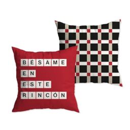 UO Cushion Cover Kiss Me in This Corner, 100% Cotton Cover, Soft and Cozy Decorate Your Home. Original Detail for Valentine's Day, Red, 45 x 45.