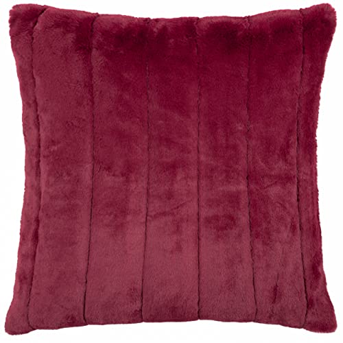 Paoletti Empress Cushion Cover – Soft Faux Fur Velvet Decorative Cushion Case with Concealed Zip for Elegant Home Styling (Ruby - 55x55cm)