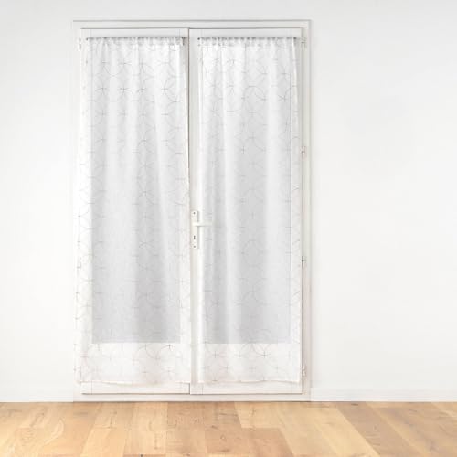 Douceur d'Intérieur, Olympia 2 x 70 x 200 cm Grey Embroidered Straight Curtain Pole