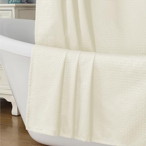 Aiyufeng Cream Shower Curtains for Bathroom???Dot Like Embossed Textured Waterproof Fabric Shower Curtain???Hotel Luxury Quality & Soft Cloth???Machine Washable???72Wx78L