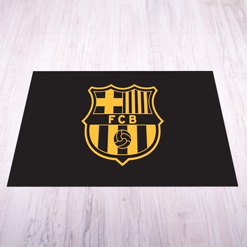fan decor FC Barcelona Mat - Extra Large (200cm (w) x 150cm (h) - Yellow Crest on Black