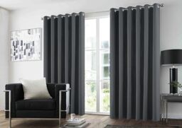 GC GAVENO CAVAILIA Blackout Curtains Pair - Thermal Insulated Door Panel Drapes Blackout Eyelet Curtains 90x90 Inch - Sound-Reducing Sunlight Blocking Plain Curtains for Bedroom, Living Room, Charcoal