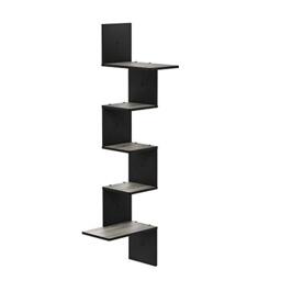 Furinno ROSSI Corner Floating Shelves for Wall, 5-Tier Corner Square Wall Shelf, Radial Wall Mounted Book Shelf, for Bathroom, Bedroom, Living Room, French Oak