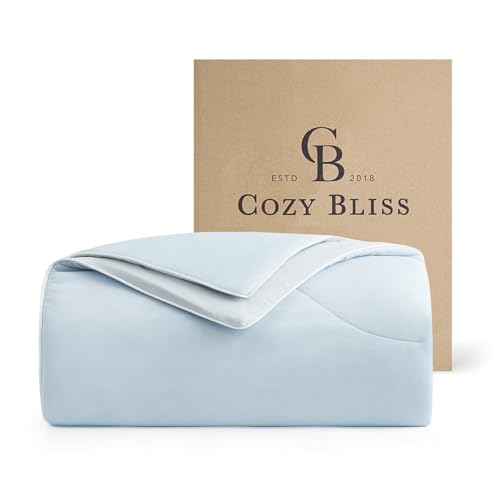 Cozy Bliss Cooling Comforter Queen Size Dual-Sided, Ultra-Soft Cooling Blankets for Hot Sleepers and Night Sweats, Breathable Lightweight Silky Smooth, Cool Blue