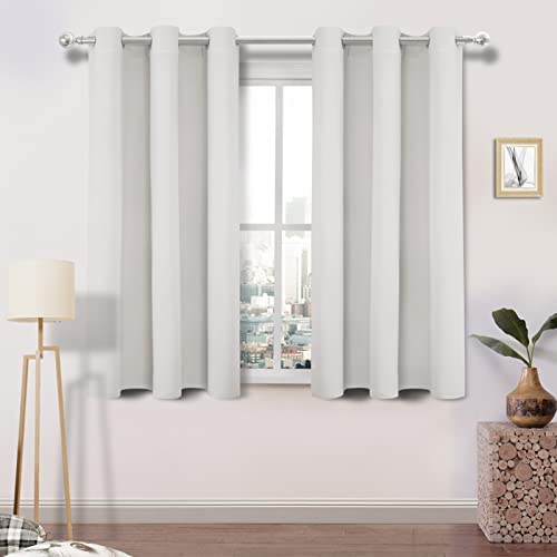 DWCN Curtains 54 Inches Long, Thermal Blackout for Short Drapes for Small Windows, Room Darkening Panels for Bedroom - W42 x L54 Inch 2 PCS, Ivory