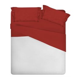 PENSIERI DELICATI Complete Bed Set for Double Bed 100% Cotton, Double Bed Sheet Set, 180 x 200 cm, Including Bottom Sheet, Top and 2 Pillowcases, Made in Italy, Red