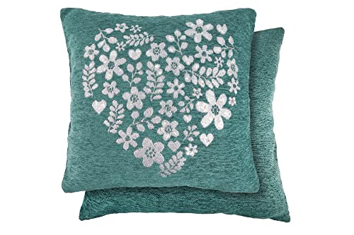 Emma Barclay Amor Heart - Cushion Cover in Teal - 17x17 (43x43cm)