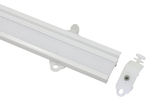 GARDINIA Panel carrier for panel curtain rails and curtain rods with inside track, Velcro and pre-mounted rollers, Support with sliding head, 60 cm, Aluminium, White, 33840
