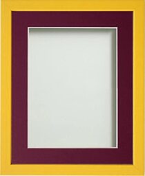 Frame Company Jellybean Range Mustard Yellow Wooden A3 Picture Photo Frame with Plum Mount for Image A4 * Choice of Colours & Sizes* Fitted with Perspex