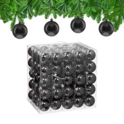 Relaxdays Christmas Baubles, Set of 100, Festive Tree Ornaments, D: 6 cm, Holiday Decorations, Plastic, Shiny, Black