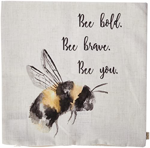 Evans Lichfield Bee You Cushion Cover, Polyester, Linen, White