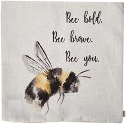 Evans Lichfield Bee You Cushion Cover, Polyester, Linen, White