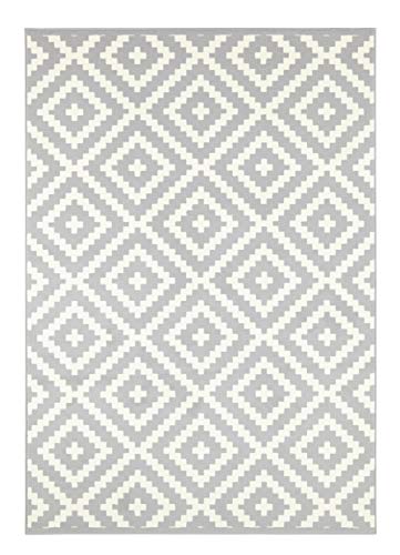 HANSE Home Native Rug Short Pile Modern Diamond Design Rugs for Dining Room, Living Room, Children's Room, Hallway, Bedroom, Kitchen - Grey Cream 120 x 170 cm