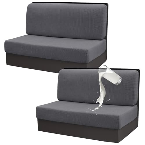 Gollense RV Dinette Cushion Covers, Stretch Camper Dinette Cushion Covers, Sectional Replacement RV Seat Covers for Travel Trailer Couch - Includes 2 Backrest Cover & 2 Bench Cover (Dark Grey)