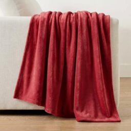 Nautica- Queen Blanket, Super Soft Plush Fleece, Warm & Cozy Bedding (Solid Red, Queen)