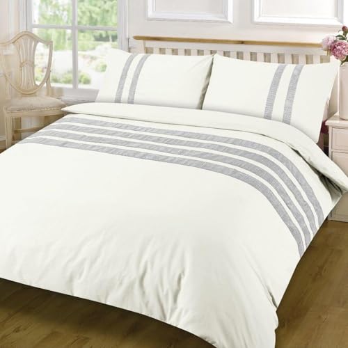 Kampala Hill Lace Dia Duvet Cover Set Luxury Super King Cream Bedding Set 100% Egyptian Cotton Percale 200 Thread Count