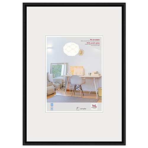 walther Design Picture Frame Black 50 x 60 cm with Art Glass, New Lifestyle Plastic Frame KVX060B