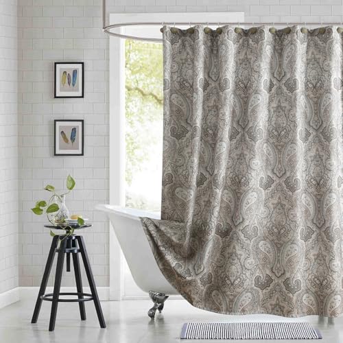 "BESTRIPES 54x78 Inch Stall Shower Curtain, Taupe Gray Blue Paisley Print Fabric Shower Curtains for Bathroom, 54"" W x 78"" H"