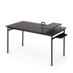 ZINUS Tresa 140 x 75 cm Black Metal Desk with Storage and Monitor Stand - Workstation with Espresso Finish - Computer Desk - Easy Assembly