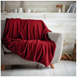 GC GAVENO CAVAILIA Premium Popcorn Honey Comb Sofa Bed Blanket, Easy Care Super Soft & Warm Fluffy Settee Waffle Throw, Red, 200X240