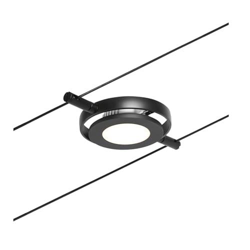 Paulmann 94419 CorDuo LED Cable System Spot RoundMac DC incl. 1 x 4.5 Watt Expandable Black Matt Chrome Wire Rope Metal 3000 K