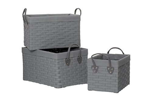 Premier Housewares Lida Storage Baskets, Metal, Grey, 28 x 40 x 24 cm