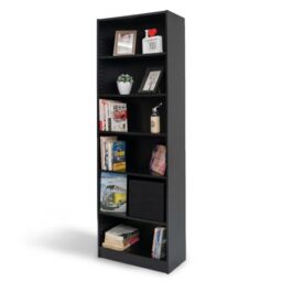 Absolute Deal Black Bookcase Tall 6 Tier Free Standing Adjustable Shelf