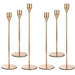 Anndason Set of 6 Gold Candlestick Holders Gold Candle Holder Taper Candle Holders Candle Holders Decorative Candlestick Holder for Home Decor, Wedding, Dinning, Party, Anniversary (Gold)