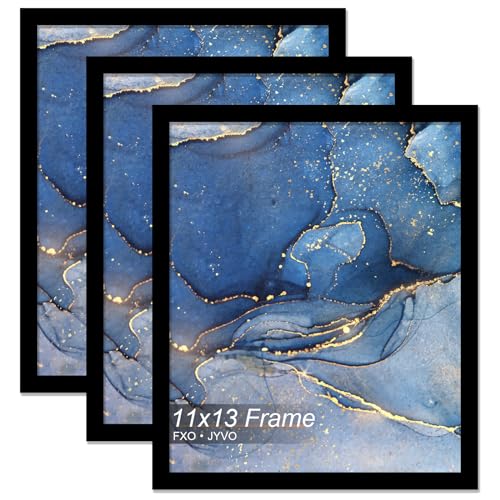 Fxojyvo 11x13 Picture Frame Set of 3, Black Frame for 11 x 13 Inch Picture Poster Photo, Light Weight and High Transparent 11 by 13 Frame for Wall - 3 Pack/Black/11 x13