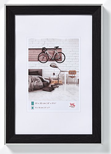 walther design Picture Frame Black 40 x 50 cm with Silver Outer Edge, Bohemian Design Frame EN050B