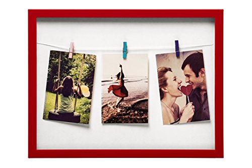 Premier Housewares 3-Peg Washing Line Photo Frame, Red