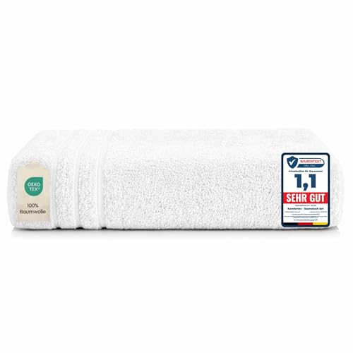 Komfortec Bath Towel 100 x 200 cm 100% Cotton Sauna Towel XXL Soft Large Terry Cloth Quick Drying White