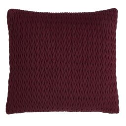 Laurence Llewelyn-Bowen - Red Plain Plaited Cushion - 43 x 43cm - Velvet Cushion with Filling/Padding Included - Red Wine Crotchet - Amory Collection