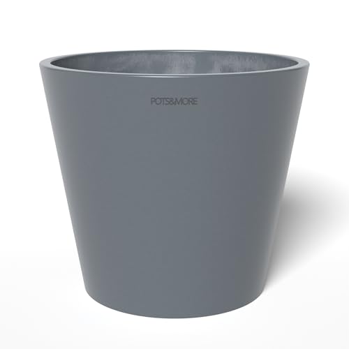 POTS&MORE Conico 14 Pot (Diameter 14 cm, Elegant Design, Colour Grey, Height 12 cm, Plastic Planter for Indoor Plants) VP011401, Gray