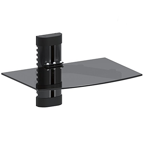 Maclean MC-663 Single Tier Wall Floating Glass Shelf Support DVD Console PS3 Xbox