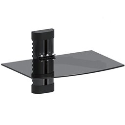Maclean MC-663 Single Tier Wall Floating Glass Shelf Support DVD Console PS3 Xbox
