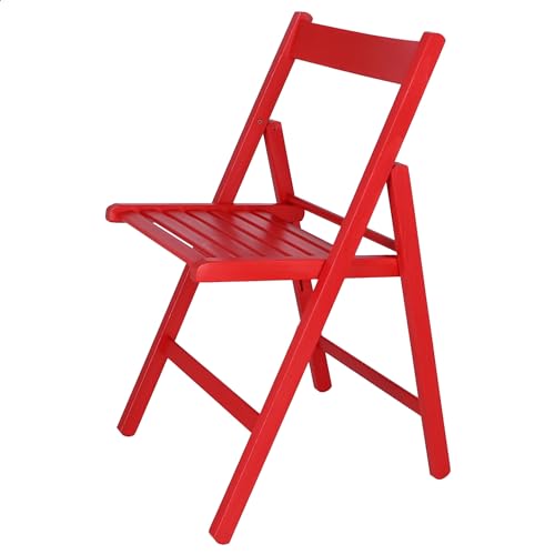mueblear 19014 Folding Chair Wood Bas Red 43 x 46 x 79 cms