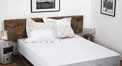 Home Linge Passion 100% Cotton Fitted Sheet – 57 Thread Count – Size 180 x 200 cm – White – 25 cm Deep Weave – Soft, Breathable, Washable
