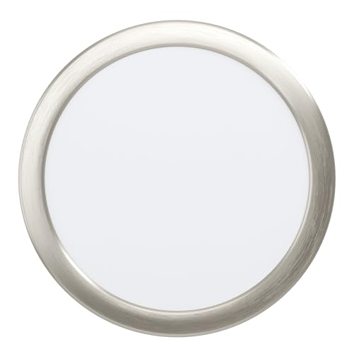Eglo LED recessed Spotlight Fueva 5, Ø 21.6 cm, Steel and Plastic Light Surface, LED recessed Light in Matte Nickel, White, Flat Spotlight, Shallow Installation Depth 26 mm, Neutral White