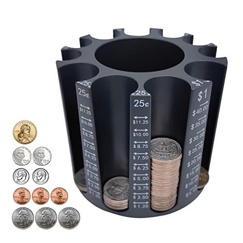 Byteen8 Coin Counter Coin Sorter???Pen Holder + Coin Holder as Desk Organizer???Piggy Bank for Adults & Kids + Pencil Holder for Desk???Coin Wrappers Coin Bank store 500pcs???Creative Gifts for Kids & Family