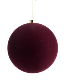 Burgundy Velvet Christmas Bauble 20 cm, Extra Large Tree Ornament