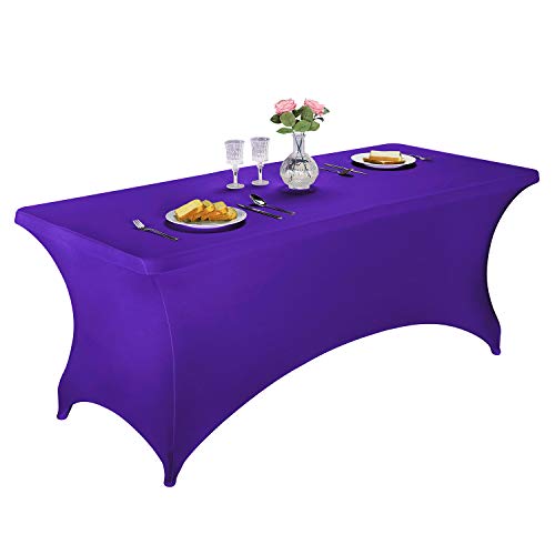 LZY Spandex Fitted Stretch Table Cover for 6 ft or 4ft or 8ft Folding Table, Rectangular Cocktail Tablecloth, Perfect for Party or Banquet