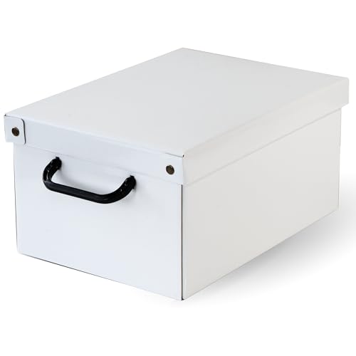 Lavatelli Cardboard Storage Boxes with Lid White 25x35x17.5cm Home Storage - Storage boxes with lids in cardboard, single box of 25x35x17.5 cm, for clothes and blankets. Made in Italy