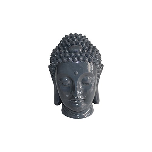 Douceur d'Intérieur HOMEA 5DEJ1334GR Magnesia Buddha Head Statue 23.5 x 22.5 x 34 cm Grey