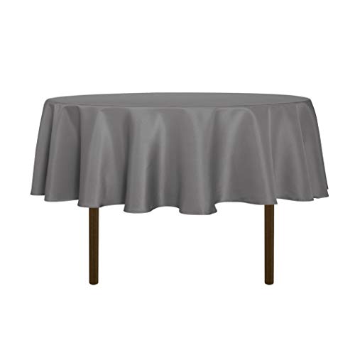 sancua Light Grey Round Tablecloth 60 Inch Diameter for 20-48 Inch Tables - Water Resistant Spill Proof, Washable Polyester Cloth Decorative Fabric Cover, For Dining, Buffet Parties and Camping