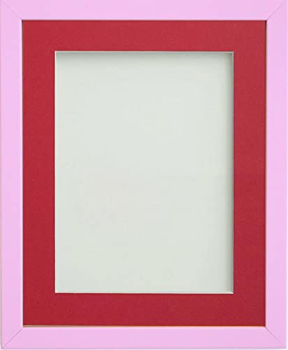 Frame Company Jellybean Range Pink Wooden A2 Picture Photo Frame with Red Mount for Image A3 * Choice of Colours & Sizes* Fitted with Perspex